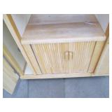 Nice wood kitchen cart with a microwave and toaster