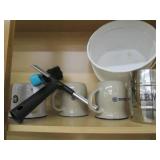 Contents of cupboard, condiments and cleaning supplies