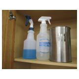 Contents of cupboard, condiments and cleaning supplies