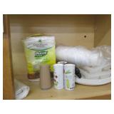 Contents of cupboard, condiments and cleaning supplies