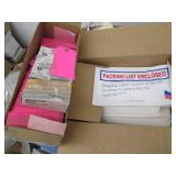 Pallet of tags and shipping supplies