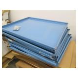 Disassembled shelving unit, includes shelves and hardware