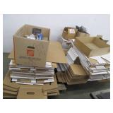 Pallet of envelopes, file storage boxes and other office supplies