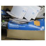 Pallet of envelopes, file storage boxes and other office supplies