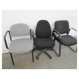 2 Reception chairs and a rolling de...