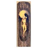 Russell O. Strom Hand-Carved Wooden Sculpture of Woman in Log Russell O. Strom Hand-Carved Wooden Sculpture of Woman in Log
