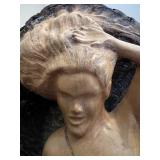 Russell O. Strom Hand-Carved Wooden Sculpture of Woman in Log Russell O. Strom Hand-Carved Wooden Sculpture of Woman in Log