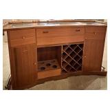 Vintage Asian Scene Handcrafted Wooden Bar with Intricate Carvings Vintage Asian Scene Handcrafted Wooden Bar with Intricate Carvings