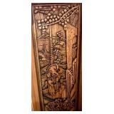 Vintage Asian Scene Handcrafted Wooden Bar with Intricate Carvings Vintage Asian Scene Handcrafted Wooden Bar with Intricate Carvings