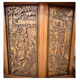 Vintage Asian Scene Handcrafted Wooden Bar with Intricate Carvings Vintage Asian Scene Handcrafted Wooden Bar with Intricate Carvings