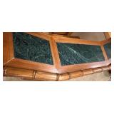 Vintage Asian Scene Handcrafted Wooden Bar with Intricate Carvings Vintage Asian Scene Handcrafted Wooden Bar with Intricate Carvings