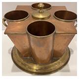 Vintage Art Deco Global Views Copper and Brass Wine Chiller with Four Compartments Vintage Art Deco Global Views Copper and Brass Wine Chiller with Four Compartments