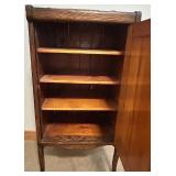 Antique Oak Wood Sheet Music Cabinet with Intricate Carving Antique Oak Wood Sheet Music Cabinet with Intricate Carving