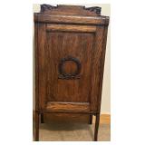 Antique Oak Wood Sheet Music Cabinet with Intricate Carving Antique Oak Wood Sheet Music Cabinet with Intricate Carving