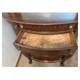 Antique Oak Sideboard with Mirror and Claw Feet Antique Oak Sideboard with Mirror and Claw Feet