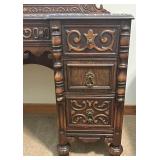 Antique Wooden Vanity Desk with Mirror and Stool - Lots 11, 13, and 15 are matching Antique Wooden Vanity Desk with Mirror and Stool - Lots 11, 13, and 15 are matching