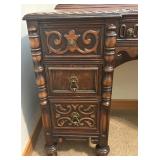 Antique Wooden Vanity Desk with Mirror and Stool - Lots 11, 13, and 15 are matching Antique Wooden Vanity Desk with Mirror and Stool - Lots 11, 13, and 15 are matching