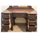 Antique Wooden Vanity Desk with Mirror and Stool - Lots 11, 13, and 15 are matching Antique Wooden Vanity Desk with Mirror and Stool - Lots 11, 13, and 15 are matching