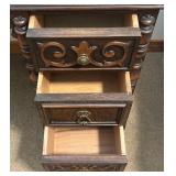 Antique Wooden Vanity Desk with Mirror and Stool - Lots 11, 13, and 15 are matching Antique Wooden Vanity Desk with Mirror and Stool - Lots 11, 13, and 15 are matching