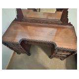 Antique Wooden Vanity Desk with Mirror and Stool - Lots 11, 13, and 15 are matching Antique Wooden Vanity Desk with Mirror and Stool - Lots 11, 13, and 15 are matching