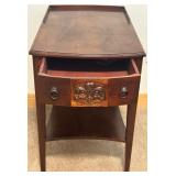 Vintage Mersman Mahogany Side Table with Floral Carving Vintage Mersman Mahogany Side Table with Floral Carving