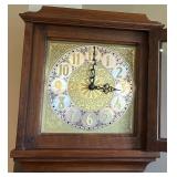 Antique Wooden Grandfather Clock with Brass Weights Antique Wooden Grandfather Clock with Brass Weights