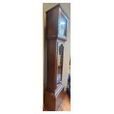Antique Wooden Grandfather Clock with Brass Weights Antique Wooden Grandfather Clock with Brass Weights