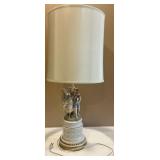 Porcelain Figurine Table Lamp with Fabric Shade Porcelain Figurine Table Lamp with Fabric Shade