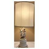 Porcelain Figurine Table Lamp with Fabric Shade Porcelain Figurine Table Lamp with Fabric Shade