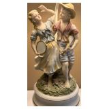 Porcelain Figurine Table Lamp with Fabric Shade Porcelain Figurine Table Lamp with Fabric Shade