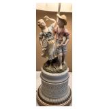 Porcelain Figurine Table Lamp with Fabric Shade Porcelain Figurine Table Lamp with Fabric Shade