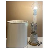 Porcelain Figurine Table Lamp with Fabric Shade Porcelain Figurine Table Lamp with Fabric Shade