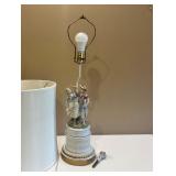 Porcelain Figurine Table Lamp with Fabric Shade Porcelain Figurine Table Lamp with Fabric Shade