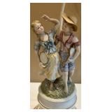 Porcelain Figurine Table Lamp with Fabric Shade Porcelain Figurine Table Lamp with Fabric Shade