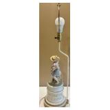 Porcelain Figurine Table Lamp with Fabric Shade Porcelain Figurine Table Lamp with Fabric Shade