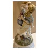 Porcelain Figurine Table Lamp with Fabric Shade Porcelain Figurine Table Lamp with Fabric Shade