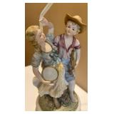 Porcelain Figurine Table Lamp with Fabric Shade Porcelain Figurine Table Lamp with Fabric Shade