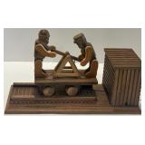 Collection of Home Decor: Glass Bottles, Red Lantern, and Musical Wooden Handcarved Handcar Model Collection of Home Decor: Glass Bottles, Red Lantern, and Musical Wooden Handcarved Handcar Model