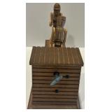 Collection of Home Decor: Glass Bottles, Red Lantern, and Musical Wooden Handcarved Handcar Model Collection of Home Decor: Glass Bottles, Red Lantern, and Musical Wooden Handcarved Handcar Model