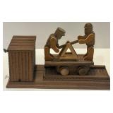 Collection of Home Decor: Glass Bottles, Red Lantern, and Musical Wooden Handcarved Handcar Model Collection of Home Decor: Glass Bottles, Red Lantern, and Musical Wooden Handcarved Handcar Model