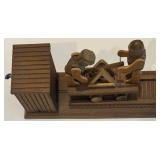 Collection of Home Decor: Glass Bottles, Red Lantern, and Musical Wooden Handcarved Handcar Model Collection of Home Decor: Glass Bottles, Red Lantern, and Musical Wooden Handcarved Handcar Model