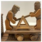 Collection of Home Decor: Glass Bottles, Red Lantern, and Musical Wooden Handcarved Handcar Model Collection of Home Decor: Glass Bottles, Red Lantern, and Musical Wooden Handcarved Handcar Model