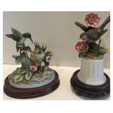 Set of 2 Andrea Bird Figurines - Hummingbird & Wren with Flowers Set of 2 Andrea Bird Figurines - Hummingbird & Wren with Flowers