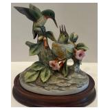 Set of 2 Andrea Bird Figurines - Hummingbird & Wren with Flowers Set of 2 Andrea Bird Figurines - Hummingbird & Wren with Flowers