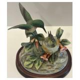 Set of 2 Andrea Bird Figurines - Hummingbird & Wren with Flowers Set of 2 Andrea Bird Figurines - Hummingbird & Wren with Flowers