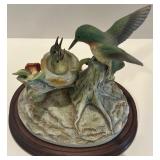 Set of 2 Andrea Bird Figurines - Hummingbird & Wren with Flowers Set of 2 Andrea Bird Figurines - Hummingbird & Wren with Flowers