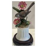 Set of 2 Andrea Bird Figurines - Hummingbird & Wren with Flowers Set of 2 Andrea Bird Figurines - Hummingbird & Wren with Flowers
