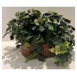 Decorative Faux Plant, Grape Vine Wreath, and Wooden Israeli Vase Set Decorative Faux Plant, Grape Vine Wreath, and Wooden Israeli Vase Set