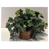 Decorative Faux Plant, Grape Vine Wreath, and Wooden Israeli Vase Set Decorative Faux Plant, Grape Vine Wreath, and Wooden Israeli Vase Set