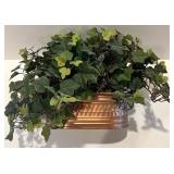 Decorative Faux Plant, Grape Vine Wreath, and Wooden Israeli Vase Set Decorative Faux Plant, Grape Vine Wreath, and Wooden Israeli Vase Set